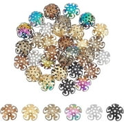 Ion Plating(IP) 304 Stainless Steel Bead Caps Hollow Flower End Charm Caps Multi-Petal Bead Caps Spacer Bead Caps for Bracelet Earring Jewelry Making